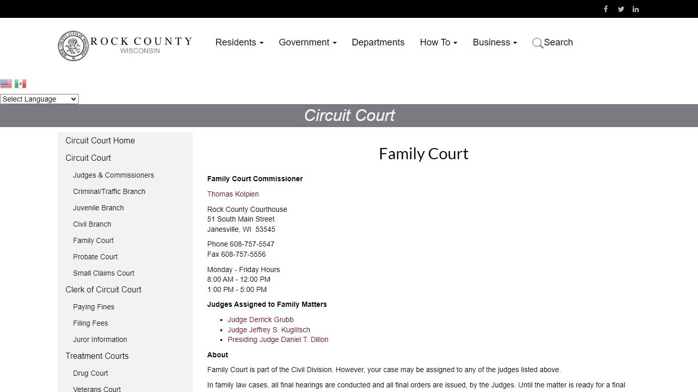 Rock County Wisconsin - Family Court